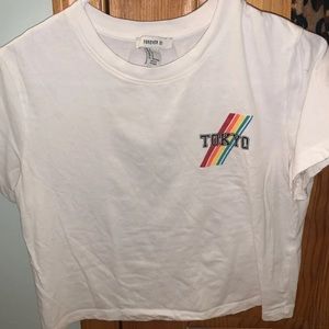White Forever21 Tokyo Logo Crop Top